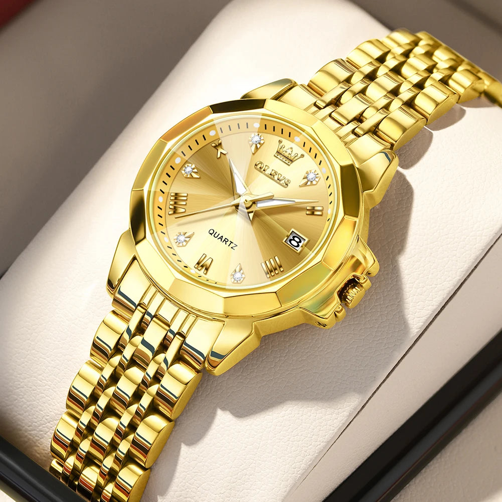 OLEVS 9931X femmes montres mode originale parfumé montre à Quartz étanche losange en acier inoxydable Date