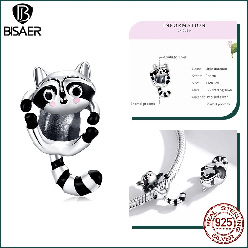 BISAER 925 en argent Sterling mignon chien breloque perle teckel animal de compagnie pendentif platine plaqué ajustement femmes Bracelet à bricoler soi-même bijoux fins