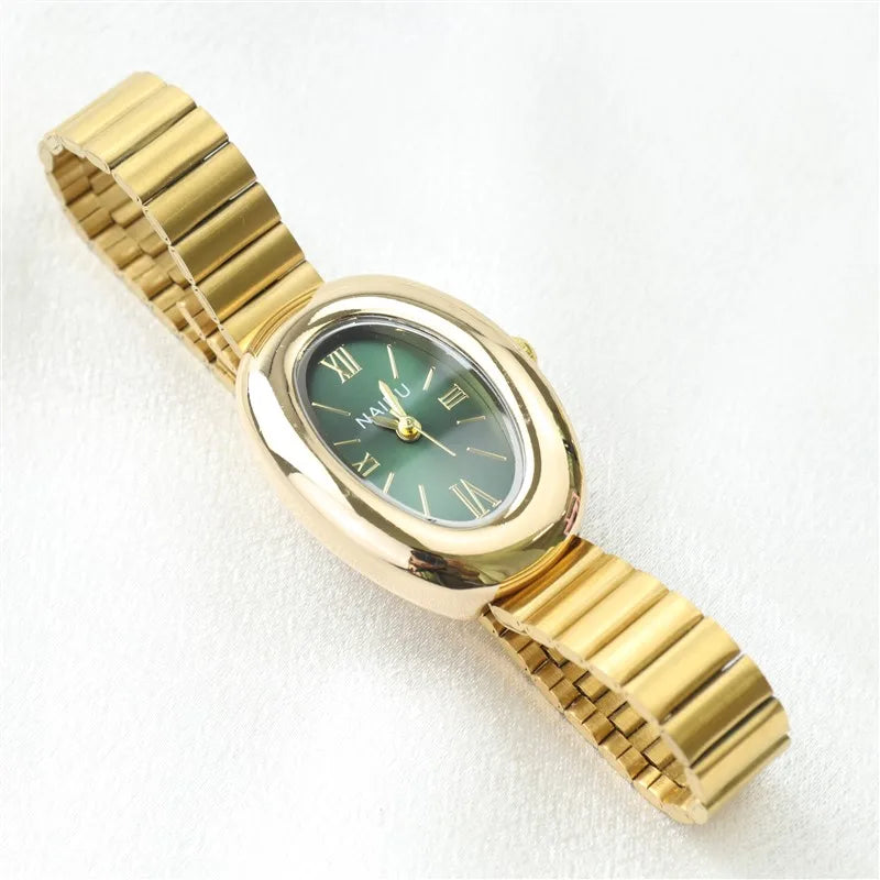 Belles montres ovales pour femmes et filles, bracelet Simple en cuir et acier inoxydable, nouvelle collection 2025