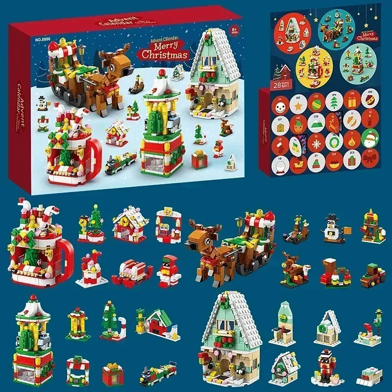 Calendrier de l'Avent de Noël Coffret cadeau Arbre de train de Noël pour enfants Boîte de calendrier de compte à rebours de 24 jours Cadeau de Noël de fête surprise