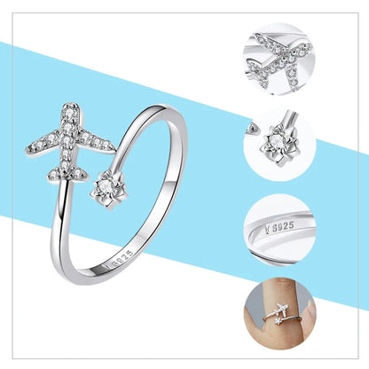 WOSTU-Bagues ajustables en argent regardé 925 pour femme, bijoux originaux empilables, taille ouverte