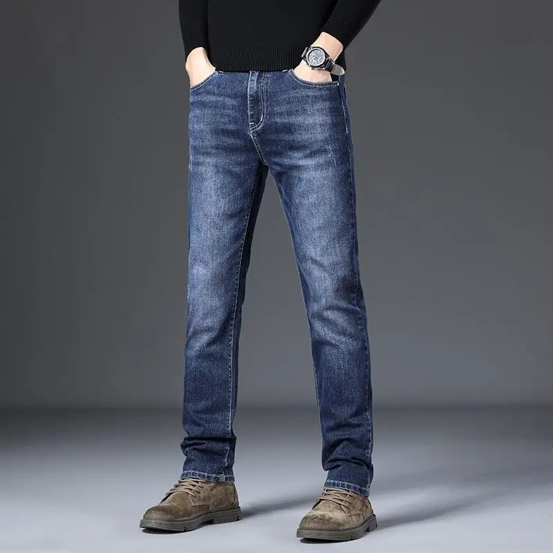 Jean décontracté intelligent pour hommes, pantalon de sport extensible, coréen, solide, pleine longueur, droit, pour le travail au bureau, automne et hiver