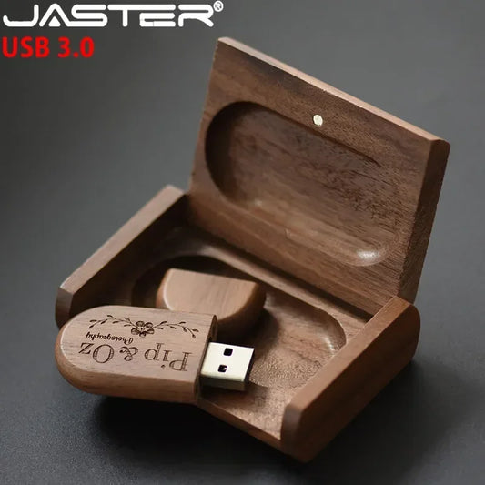 JASTER USB 3.0  haute vitesse boîte en bois Logo personnel clé USB  8GB 16GB 32GB 64GB