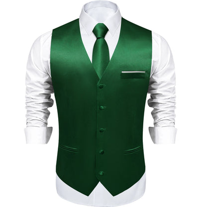 Costume en Satin solide, ensemble gilet et cravate, noir, blanc, bleu, rouge, smoking de mariage pour hommes, gilets d'affaires de luxe, bal de promo, veste sociale sans manches