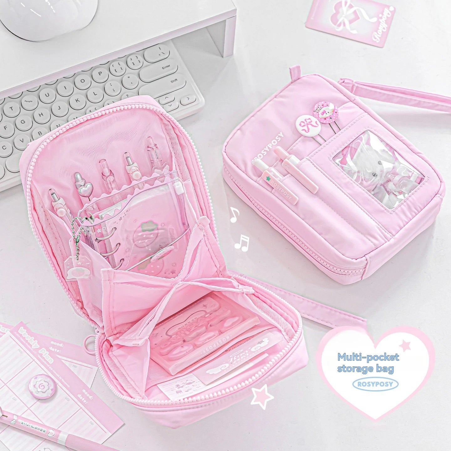 Sac de rangement multi-poches pour accordéon d'orgue, sac de rangement multifonctionnel mignon, protection pour passeport et documents