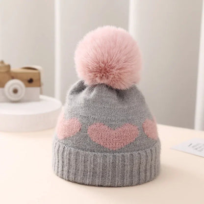 Bonnet épais en acrylique pour tout-petits, chapeaux pour bébés filles, chaud, mignon, coeur, nouveau-né, 0-12 mois, automne, hiver, nouveau, 2023