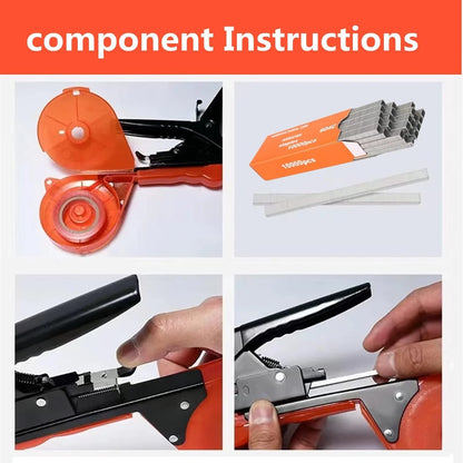 SI FANG – ruban d'attache de branches de plantes, avec boîte à agrafes, ceinture de liaison d'arbre, outil de jardinage, attaches de plantes, Tapetool Tapener pour la maison et le jardin