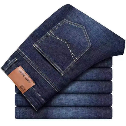 Pantalon en Denim pour hommes, confortable, doux, décontracté, coupe Slim, droit, mode masculine, marque légère, vêtements extensibles de luxe