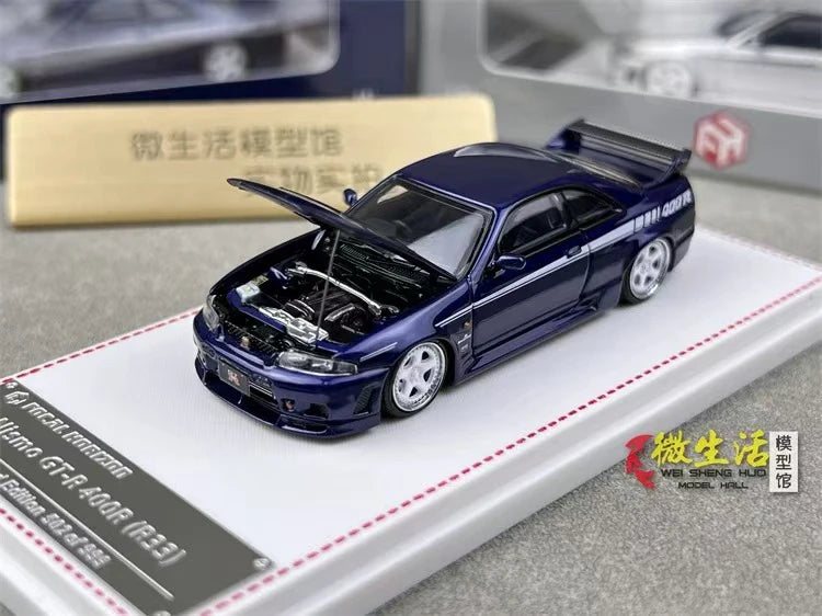Stock 1:64 GTR R33 400R Skyline R32 R35 modèle de voiture moulée sous pression en alliage, jouet pour adolescents, à collectionner, cadeau d'anniversaire pour enfants.