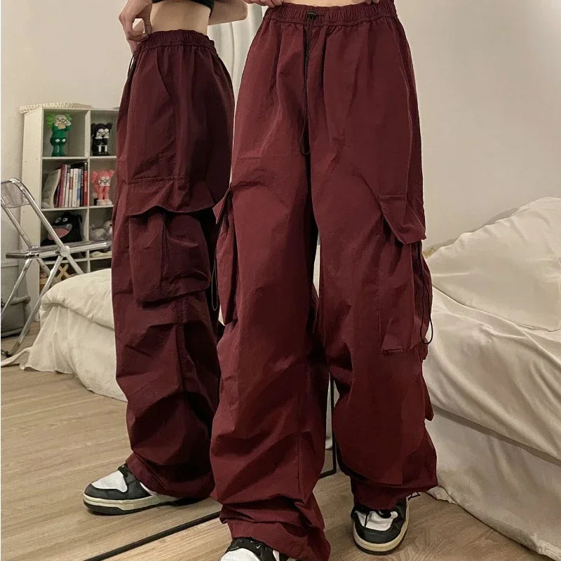 Mode 2025 femmes pantalons américain haute rue femme décontracté ample Cargo pantalon femme armée vert pantalon Streetwear