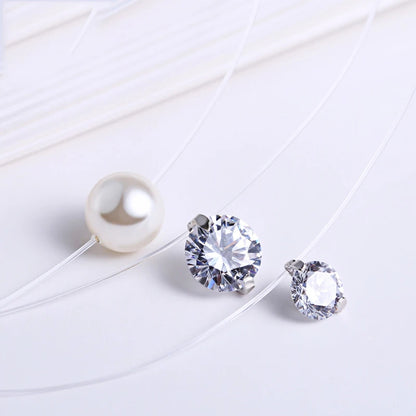 INZATT 925 argent Sterling Zircon cristal perle pendentif collier ras du cou ligne de pêche transparente 2020 bijoux fins pour les femmes