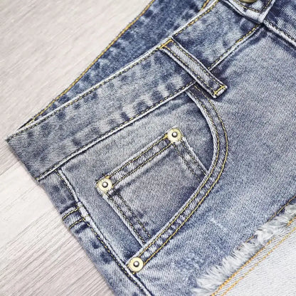 Short en denim de luxe pour hommes, vêtements de style coréen, patchwork, designer, décontracté, longueur au genou, jean court classique, été, nouveau, 2023