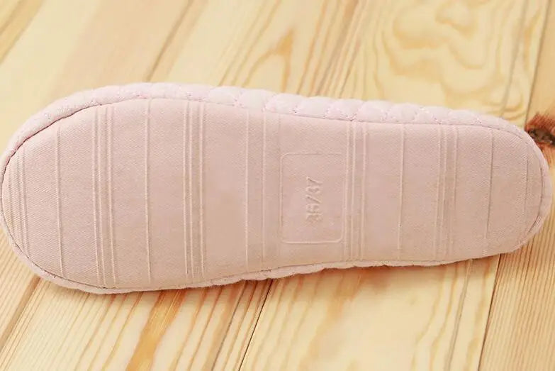 Joli nœud papillon hiver femmes maison pantoufles pour intérieur chambre maison fond souple coton chaussures chaudes adultes invités appartements