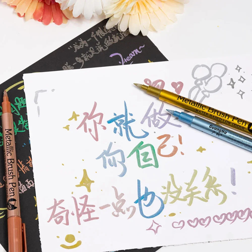 Stylos marqueurs métalliques 12 couleurs,