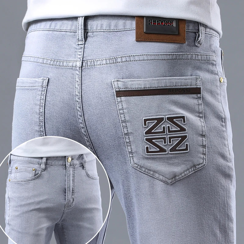 Jeans pour Homme, Pantalon Décontracté, Simple, Slim, Petits Pieds, Tendance, artificiel astique, Polyvalent, Haut de Gamme, Gris Clair, Nouvelle Collection Printemps et Été 2024