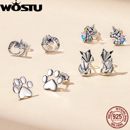WOSTU boucles d'oreilles cœur fleur 100% argent Sterling 925 perle petites boucles d'oreilles pour femmes mariage fiançailles bijoux cadeaux