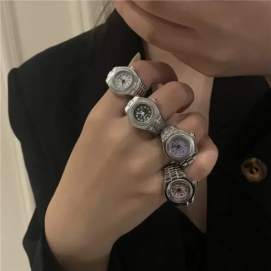 Montre de doigt punk vintage pour hommes et femmes, mini bracelet élastique,