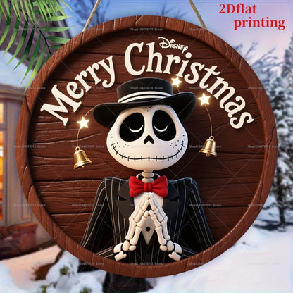 Joyeux noël le cauchemar avant noël Logo personnalisé rond en bois suspendu signe porte d'entrée mur vacances décoration