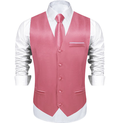 Costume en Satin solide, ensemble gilet et cravate, noir, blanc, bleu, rouge, smoking de mariage pour hommes, gilets d'affaires de luxe, bal de promo, veste sociale sans manches
