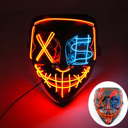 Masque de Purge d'Horreur Brcorporelle à LED, Complet au Néon, pour Cosplay, Fournitures de ixde Bar, Thème du Film d'Halloween