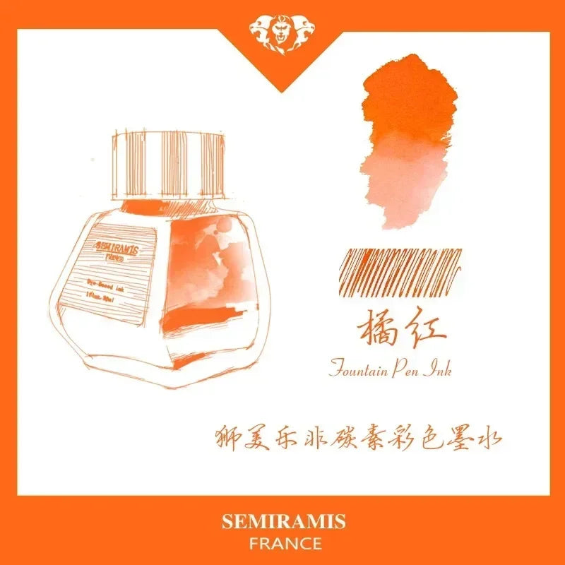 SEMIRAMIS 25 couleurs 30 ml  encre stylo plume sans carbone