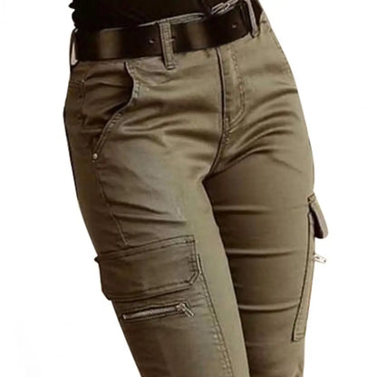 Pantalon crayon coupe slim pour femme, pantalon de survêtement monochrome, fermeture éclair, poches, bouton, bureau, femme, automne, hiver, salopette FJM