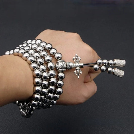 Bracelet et collier en acier au titane, perles de prière JOPrayer, auto-défense, taille, foi bouddha, pendentif croix, gadgets pour hommes, bijoux cadeaux
