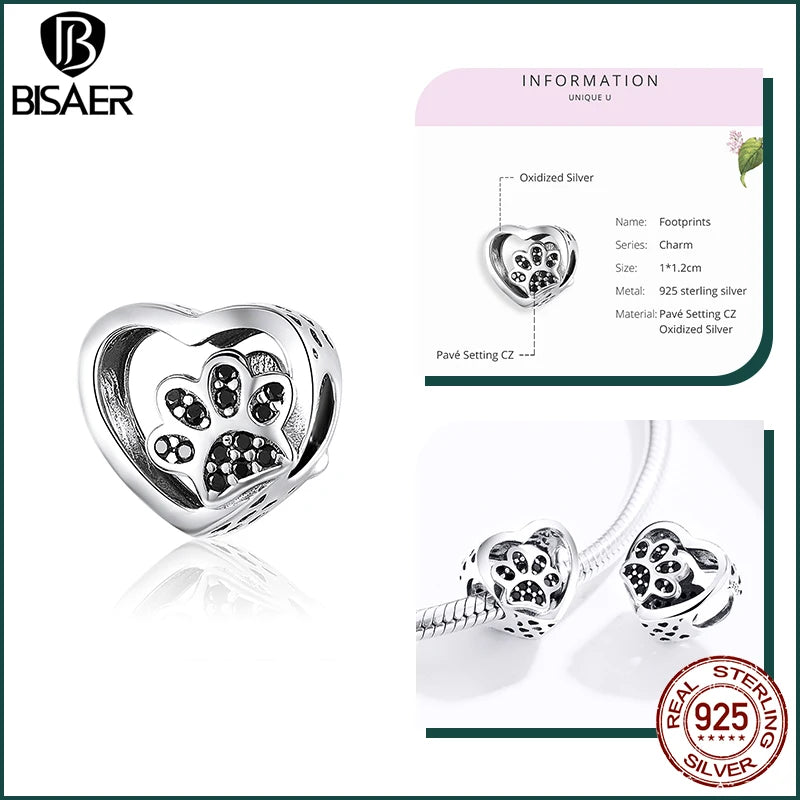 BISAER 925 en argent Sterling mignon chien breloque perle teckel animal de compagnie pendentif platine plaqué ajustement femmes Bracelet à bricoler soi-même bijoux fins