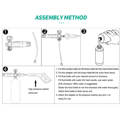 Lance à mousse de neige de 750ML pour nettoyeurs à pression de voiture KARCHER/BOSCH AQT/LAVOR, générateur de mousse de savon avec buse de pulvérisation réglable