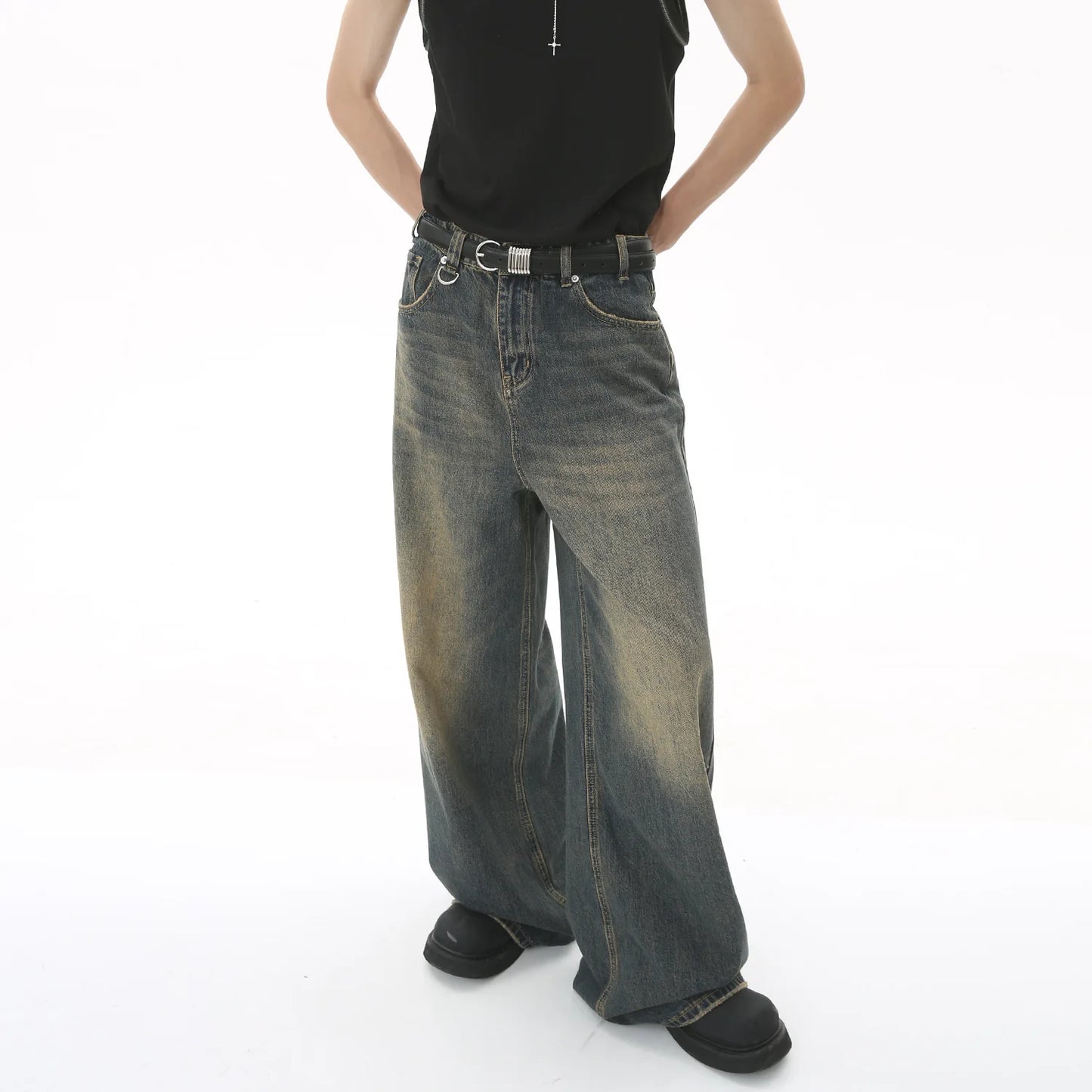 Nouveaux hommes Baggy jambe droite jambe large jean homme mode Vintage lavage pantalon Denim décontracté jeunesse marque populaire Streetwear pantalon