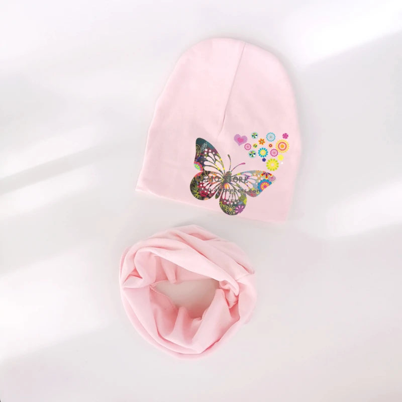 Ensemble de chapeaux de bébé à fleurs papillon pour filles, chapeau pour enfants, chapeau pour bébé garçon, chapeau en coton, écharpe pour enfants, collier, écharpe pour enfants