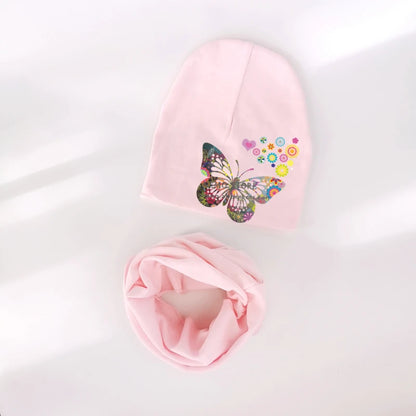 Ensemble de chapeaux de bébé à fleurs papillon pour filles, chapeau pour enfants, chapeau pour bébé garçon, chapeau en coton, écharpe pour enfants, collier, écharpe pour enfants