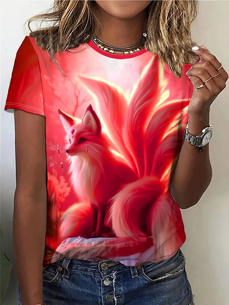 Été quotidien décontracté femmes à manches courtes haut 3D cheval imprimé femmes rue urbaine mode T-shirt amoureux des animaux T-shirt
