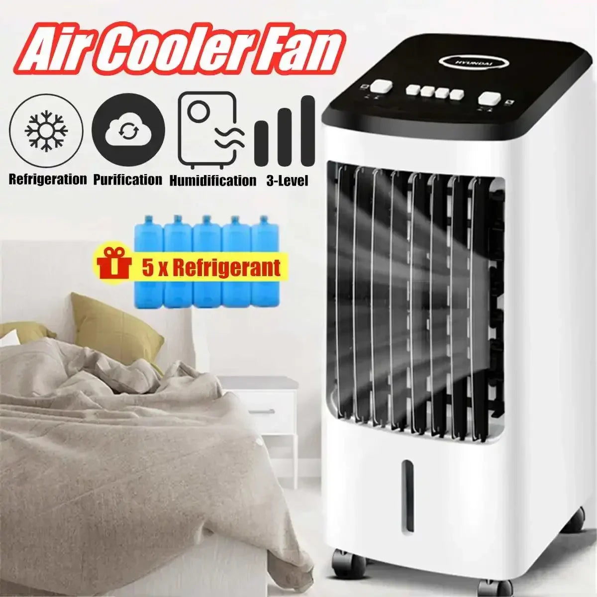 Climatiseur portable 220V 70W, ventilateur de climatisation, humidificateur, refroidisseur, ventilateur de refroidissement chronométré, humidificateur + cadeau