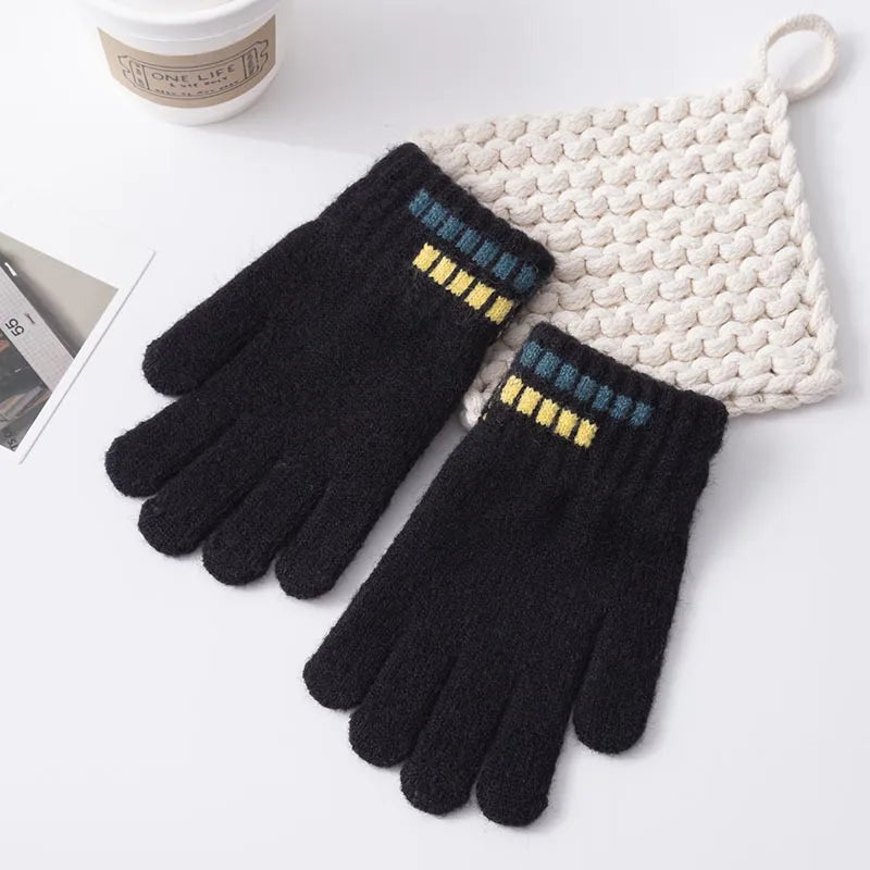 Gants d'hiver pour enfants, mitaines douces tricotées à doigt complet pour garçons de 5 à 12 ans, garde au chaud en plein air, automne
