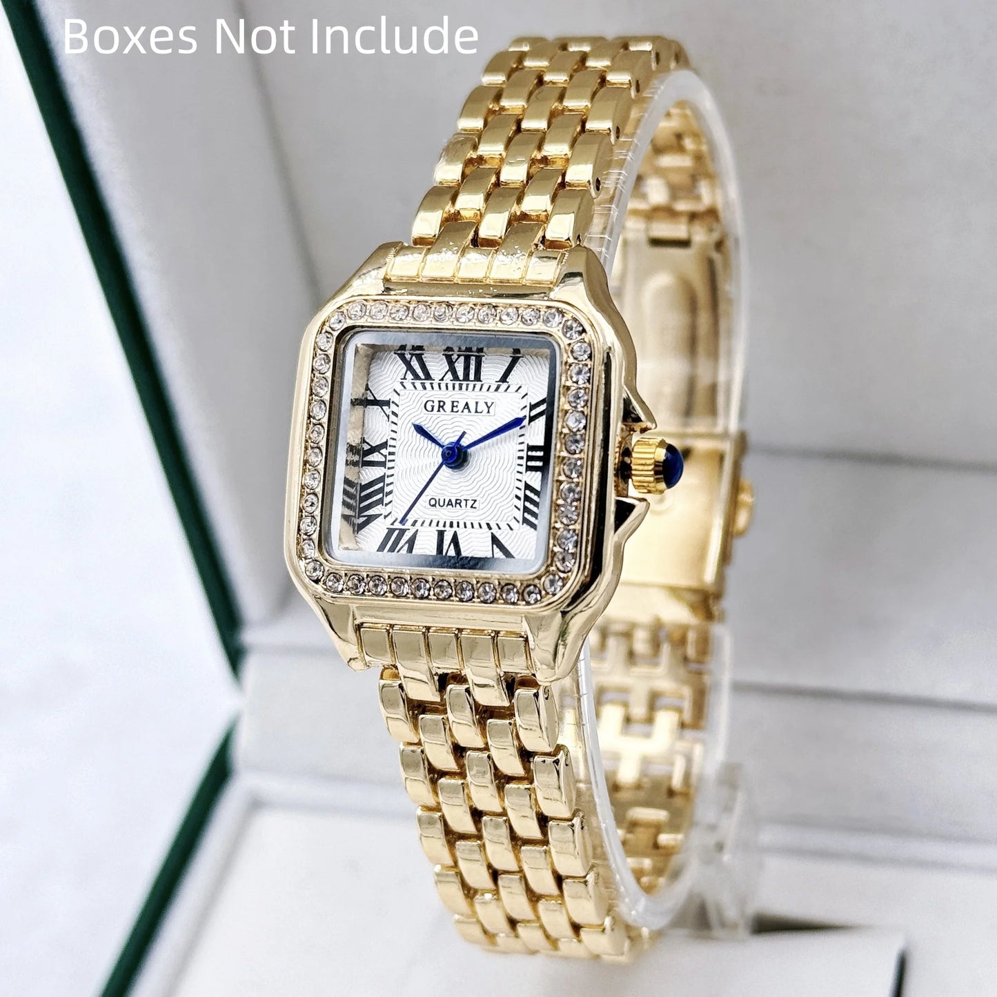 montre lumière or acier inoxydable  montres à Quartz