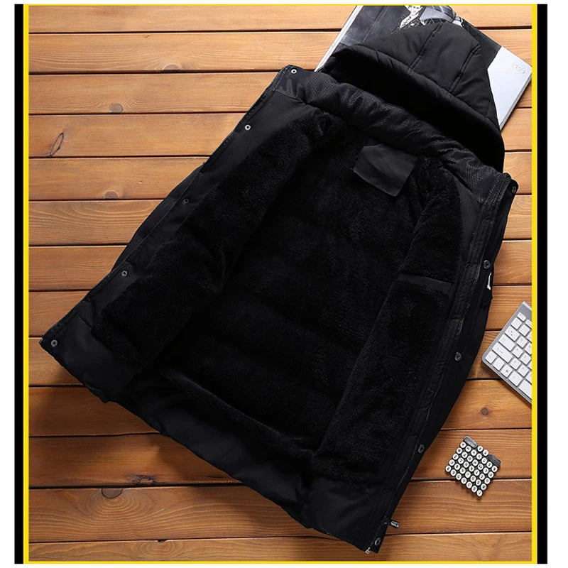 Parkas épais et chauds pour hommes, manteaux thermiques rembourrés à la mode, coupe-vent classique d'extérieur, vestes à capuche, vêtements de marque, hiver