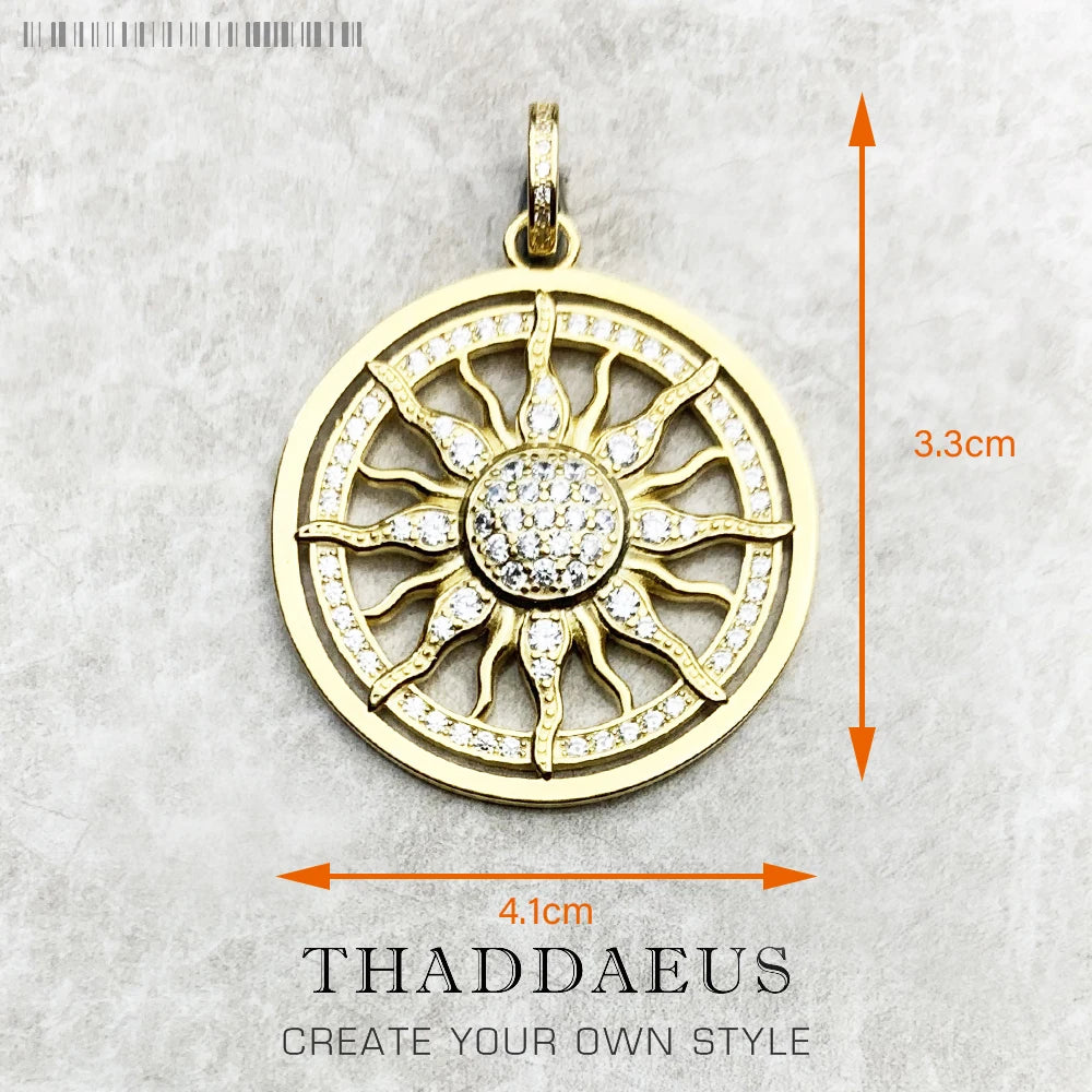 Pendentif soleil étoile CZ pavé été hiver nouveau 925 en argent Sterling bijoux fins Style européen accessoires cadeau pour hommes femme
