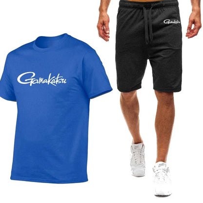 Gamakatsu Fishing 2024 homme impression Harajuku nouveau style neuf couleurs costume à manches courtes été T-Shirt Shorts décontractés ensemble 2 pièces