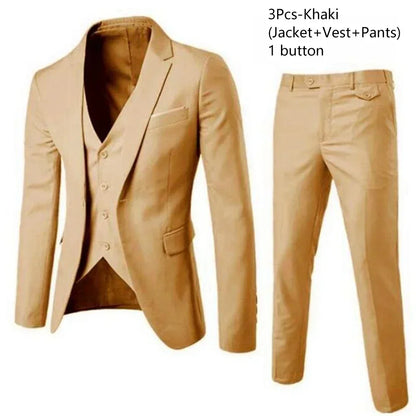 Costumes formels complets Ternos pour hommes, blazers élégants, pantalons et vestes, costume de luxe, vêtements de mariage, affaires, 2 pièces, 3 ensembles