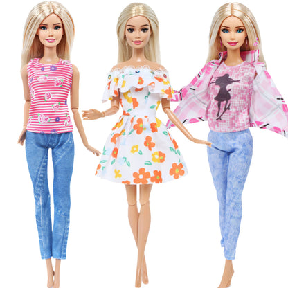 5 ensemble 3 ensemble fait à la main mode Ba poupée Bie tenue tenue décontracté quotidien chemisier chemise gilet bas pantalon jupe vêtements accessoires jouets