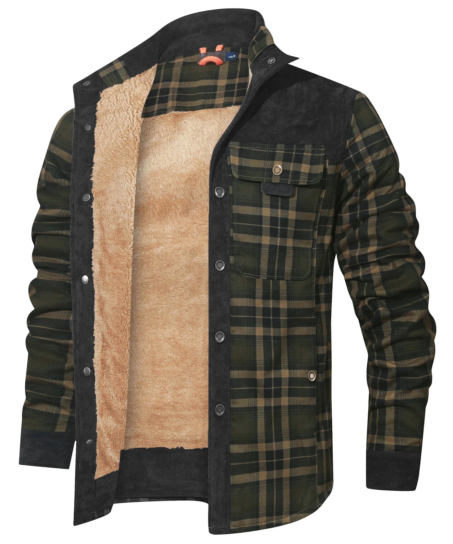 Vestes d'hiver pour hommes, coupe-vent, chaud, décontracté, manteau bombardier à carreaux, doublure Sherpa, flanelle, extérieur, classique, doux, taille américaine