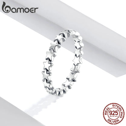 BAMOER offre spéciale véritable argent 925 étoile bague pour les femmes PA7151