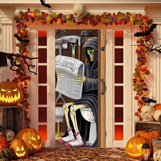 Décoration d'Halloween, couverture de porte d'horreur,