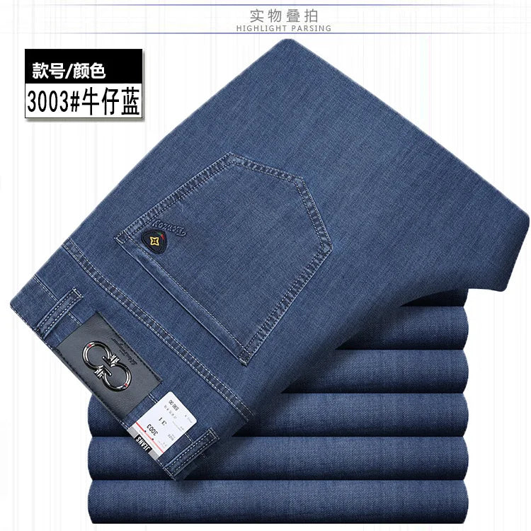 Jean Denim Fin pour Homme, Pantalon Droit, Décontracté, Bleu, Noir, Gris, Vêtements d'Été, Taille 40 42