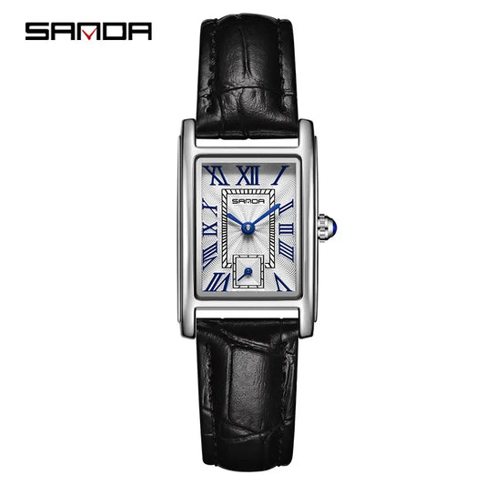 Sanda-Montre-bracelet analogique à mouvement à quartz pour femmes d'affaires, 1116 degrés, design élégant, cadran rectangulaire, eau, nouvelle mode, 2024