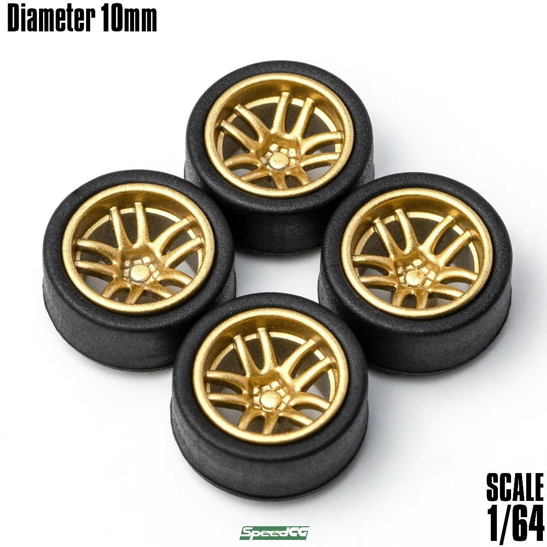 SpeedCG-Roues ABS 1/64 avec caoutchouc, pièces modifiées de type K, diamètre 10mm, pour modèle de voiture de course, véhicule jouet Hotwheels Tomica