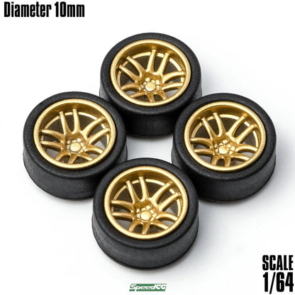SpeedCG-Roues ABS 1/64 avec caoutchouc, pièces modifiées de type K, diamètre 10mm, pour modèle de voiture de course, véhicule jouet Hotwheels Tomica