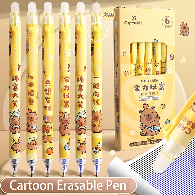 Ensemble de stylos Gel Capybara Panda, 6 pièces