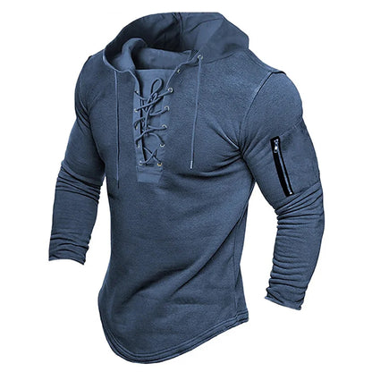 Sweat-Shirt à Lacets pour Homme, Pull Solide, Fermeture Éclair, Confortable, Décontracté, Vacances, dehors, observateur